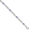 7" Sterling Silver Rhodium-plated Tanzanite and Diamond Bracelet QX855TZ