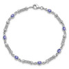 7" Sterling Silver Rhodium-plated Tanzanite and Diamond Bracelet QX855TZ