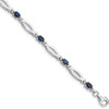 7" Sterling Silver Rhodium-plated Sapphire and Diamond Bracelet QX856S