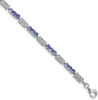 7" Sterling Silver Rhodium-plated Tanzanite and Diamond Bracelet QX861TZ