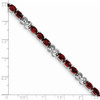 7" Sterling Silver Rhodium-plated Garnet Bracelet QX863GA