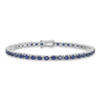 7.5" Sterling Silver Rhodium-plated Oval Blue Sapphire Bracelet