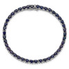 7.5" Sterling Silver Rhodium-plated Oval Blue Sapphire Bracelet