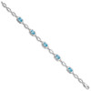 7.5" Sterling Silver Rhodium-plated Light Swiss Blue Topaz Link Bracelet