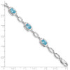 7.5" Sterling Silver Rhodium-plated Light Swiss Blue Topaz Link Bracelet