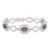 7.5" Sterling Silver Rhodium-plated Smoky Quartz Open Link Bracelet