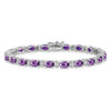 7" 14k White Gold Oval Amethyst and Diamond Bracelet