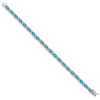 7" 14k White Gold Oval Blue Topaz and Diamond Bracelet