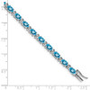 7" 14k White Gold Oval Blue Topaz and Diamond Bracelet