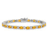 7" 14k White Gold Oval Citrine and Diamond Bracelet