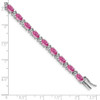 7" 14k White Gold Oval Lab-Created Pink Sapphire and Diamond Bracelet