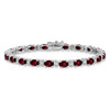 7" 14k White Gold Oval Garnet and Diamond Bracelet