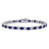 7" 14k White Gold Oval Lab-Created Sapphire and Diamond Bracelet