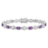 7" Sterling Silver Rhodium-plated Amethyst & CZ Bracelet QX139AM