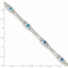 7" Sterling Silver Rhodium-plated Blue Topaz Bracelet QX160BT