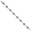 7" Sterling Silver Rhodium-plated Amethyst and Clear CZ Heart Bracelet