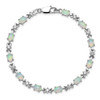 7" Sterling Silver Rhodium Plated CZ & Lab-Created Opal XOXO Bracelet