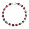 7" Sterling Silver Rhodium Plated Garnet Bracelet