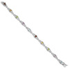 7" Sterling Silver Rhodium-Plated Multicolored Gemstone Link Bracelet