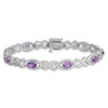 7.5" Sterling Silver Rhodium-plated Diamond & Amethyst Bracelet