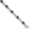 7" Sterling Silver Rhodium-plated Diamond & Garnet Bracelet QX821GA