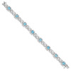 7" Sterling Silver Rhodium-plated Diamond & Light Swiss Blue Topaz Bracelet 822