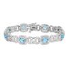 7" Sterling Silver Rhodium-plated Diamond & Light Swiss Blue Topaz Bracelet 822