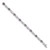 7" Sterling Silver Rhodium-plated Diamond & Amethyst Bracelet QX823AM