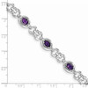 7" Sterling Silver Rhodium-plated Diamond & Amethyst Bracelet QX823AM