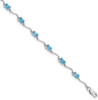 7" Sterling Silver Rhodium-plated Blue Topaz Bracelet QX841BT