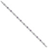 7" Sterling Silver Rhodium-plated Amethyst & Diamond Bracelet QX847AM