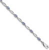 7" Sterling Silver Rhodium Plated Diamond and Tanzanite Bracelet QX871TZ