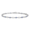 7" Sterling Silver Rhodium Plated Diamond and Tanzanite Bracelet QX871TZ