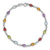7" Sterling Silver Rhodium Plated Multicolor Rainbow Gemstone Bracelet