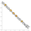 7.75" Sterling Silver Rhodium-plated Oval Heart Citrine Bracelet