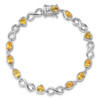 7.75" Sterling Silver Rhodium-plated Oval Heart Citrine Bracelet