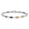 7.25" Sterling Silver Rhodium-plated Multicolor Gemstone Bracelet QX941RB