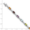 7.25" Sterling Silver Rhodium-plated Multicolor Gemstone Bracelet QX941RB