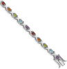 7.25" Sterling Silver Rhodium-plated Multicolor Gemstone Bracelet QX942RB