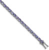 7.5" Sterling Silver Rhodium-plated Oval Tanzanite Bracelet