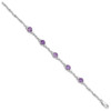 7.5" Sterling Silver Rhodium-plated Amethyst & Diamond Tennis Bracelet 946