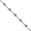7.5" Sterling Silver Rhodium-plated Light Swiss Blue Topaz & Diamond Bracelet