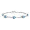 7.5" Sterling Silver Rhodium-plated Light Swiss Blue Topaz & Diamond Bracelet
