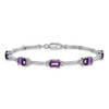 7.5" Sterling Silver Rhodium-plated Amethyst & Diamond Tennis Bracelet