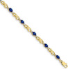 7" 10k Yellow Gold Diamond and Oval Sapphire Bracelet