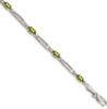 7" 14k White Gold Diamond and Peridot Bracelet