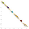 7" 10k Yellow Gold Multicolor Rainbow Gemstone and Diamond Infinity Bracelet