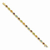 7" 14k Yellow Gold Oval Multicolor Gemstone Rainbow Bracelet