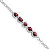 8" Rhodium-Plated Sterling Silver Garnet Bracelet