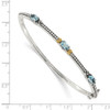 7.25" Sterling Silver & 14k Yellow Gold Sky Blue Topaz Bangle Bracelet